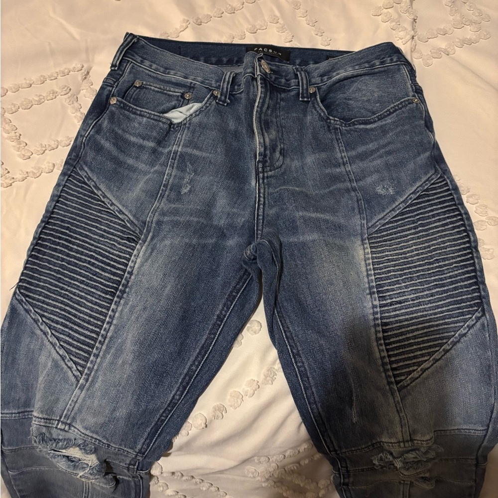 Pacsun Blue Skinny Jeans with Moto Details
